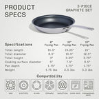 Made In – ProCoat™ Non-Stick 3-Piece Frying Pan Set (8" + 10" + 12") – 5-Ply Stainless Clad, Induction Compatible