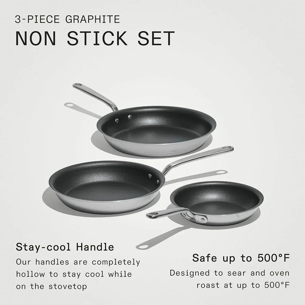 Made In – ProCoat™ Non-Stick 3-Piece Frying Pan Set (8" + 10" + 12") – 5-Ply Stainless Clad, Induction Compatible