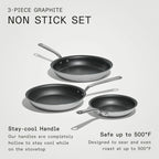 Made In – ProCoat™ Non-Stick 3-Piece Frying Pan Set (8" + 10" + 12") – 5-Ply Stainless Clad, Induction Compatible