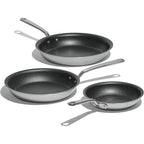 Made In – ProCoat™ Non-Stick 3-Piece Frying Pan Set (8" + 10" + 12") – 5-Ply Stainless Clad, Induction Compatible