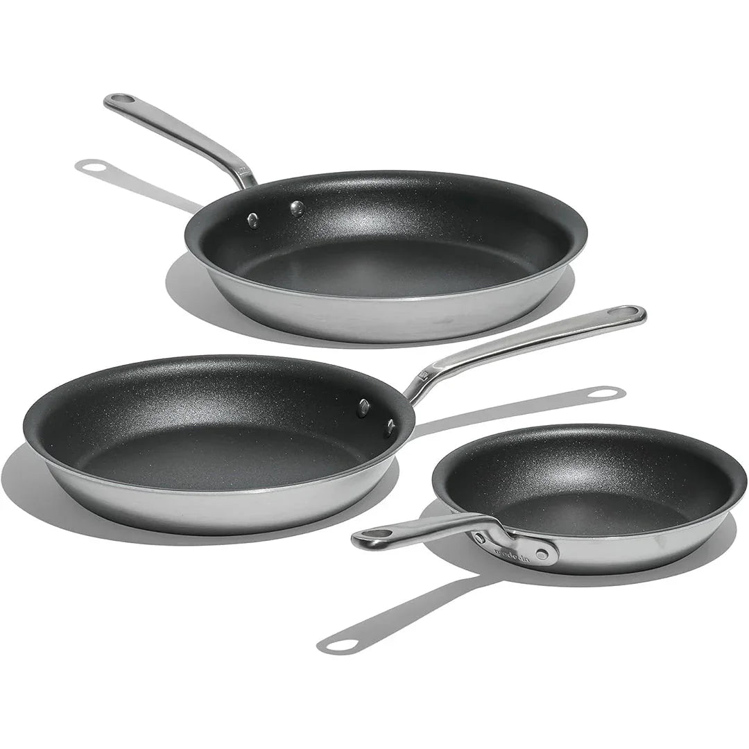 Made In – ProCoat™ Non-Stick 3-Piece Frying Pan Set (8" + 10" + 12") – 5-Ply Stainless Clad, Induction Compatible