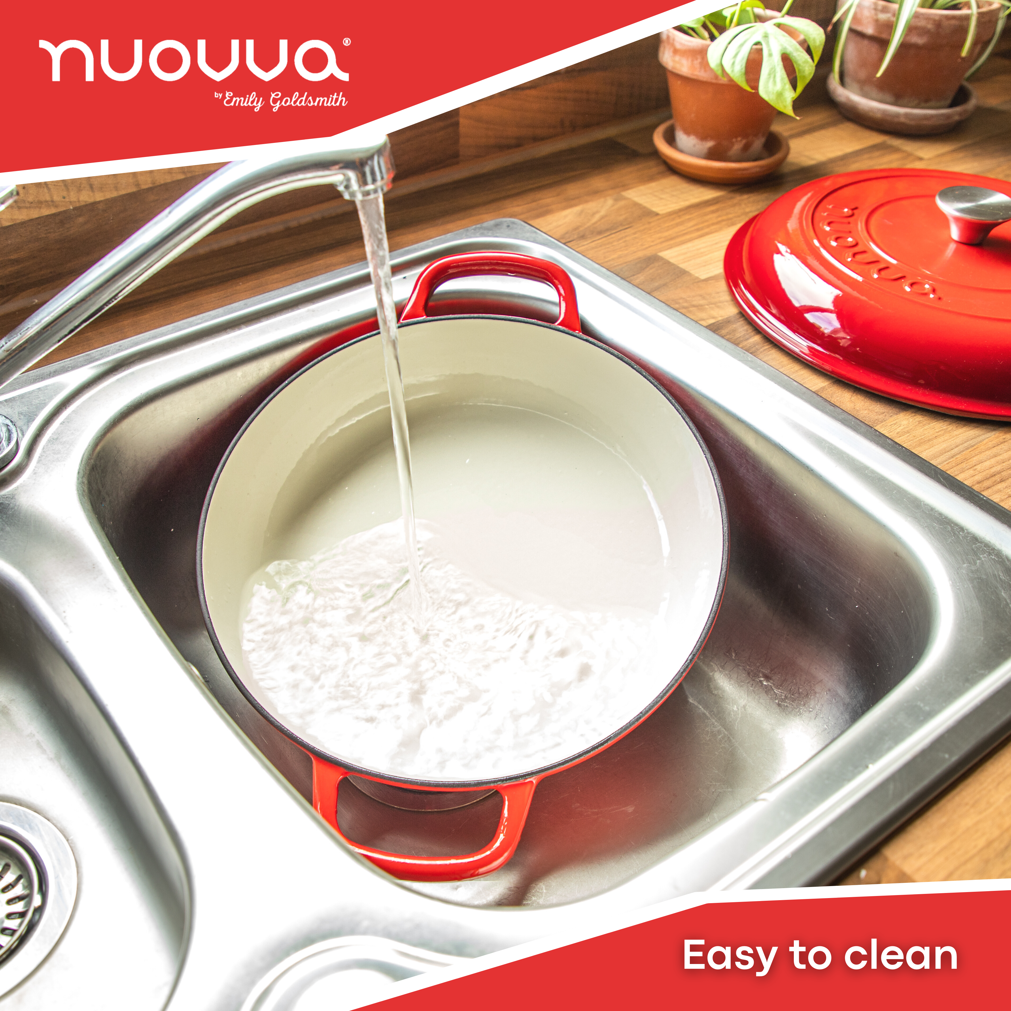 Shallow Cast Iron Dutch Oven Casserole Pot - 3.9L - 30cm (Multiple Colours) by Nuovva