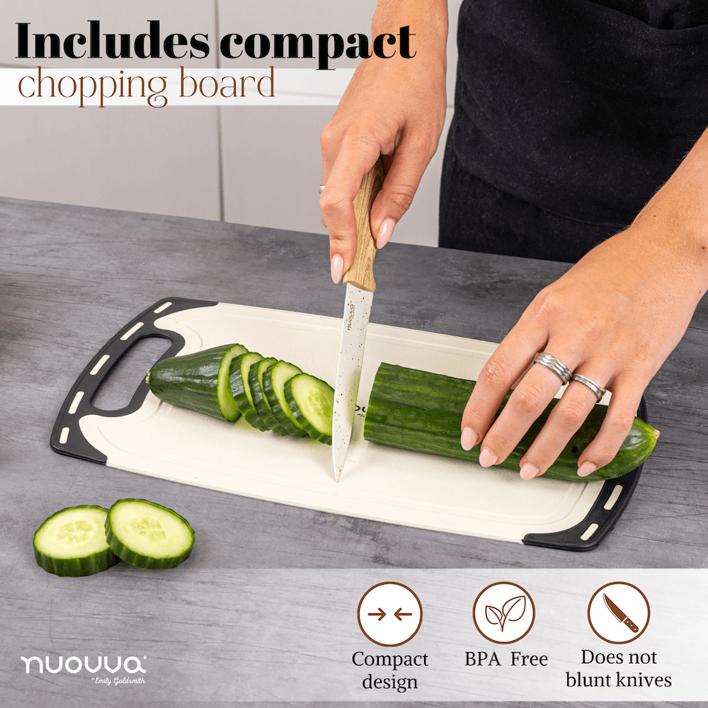 17pcs Kitchen Utensil & Knife Set with Block & Chopping Board (Multiple Colours) - By Nuovva