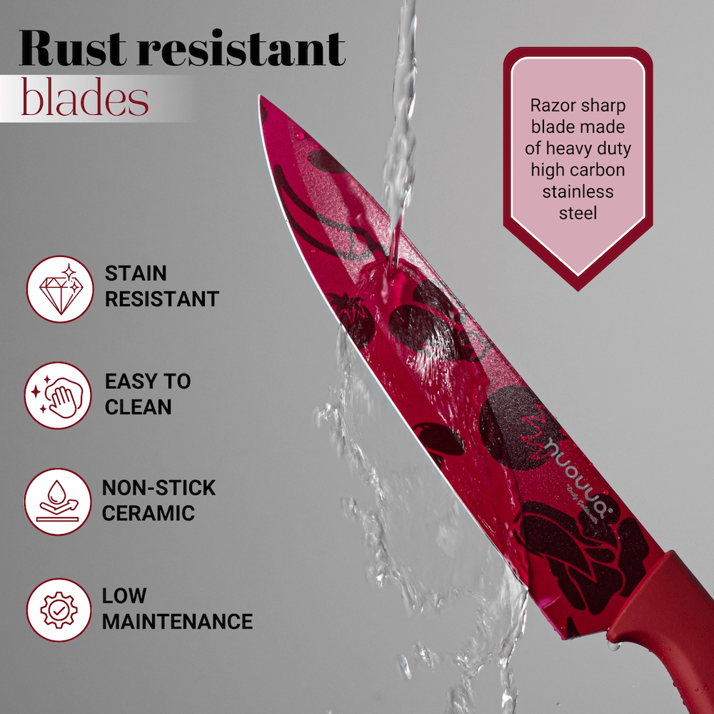 17pcs Kitchen Utensil & Knife Set with Block & Chopping Board (Multiple Colours) - By Nuovva