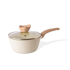 Cream Granite Non-Stick Saucepan with Lid (Multiple Set Sizes), by Nuovva
