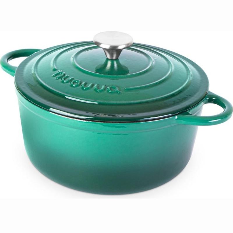 Cast Iron Dutch Oven with Lid, Casserole Pot - 24cm - 4.7L (Multiple Colours)