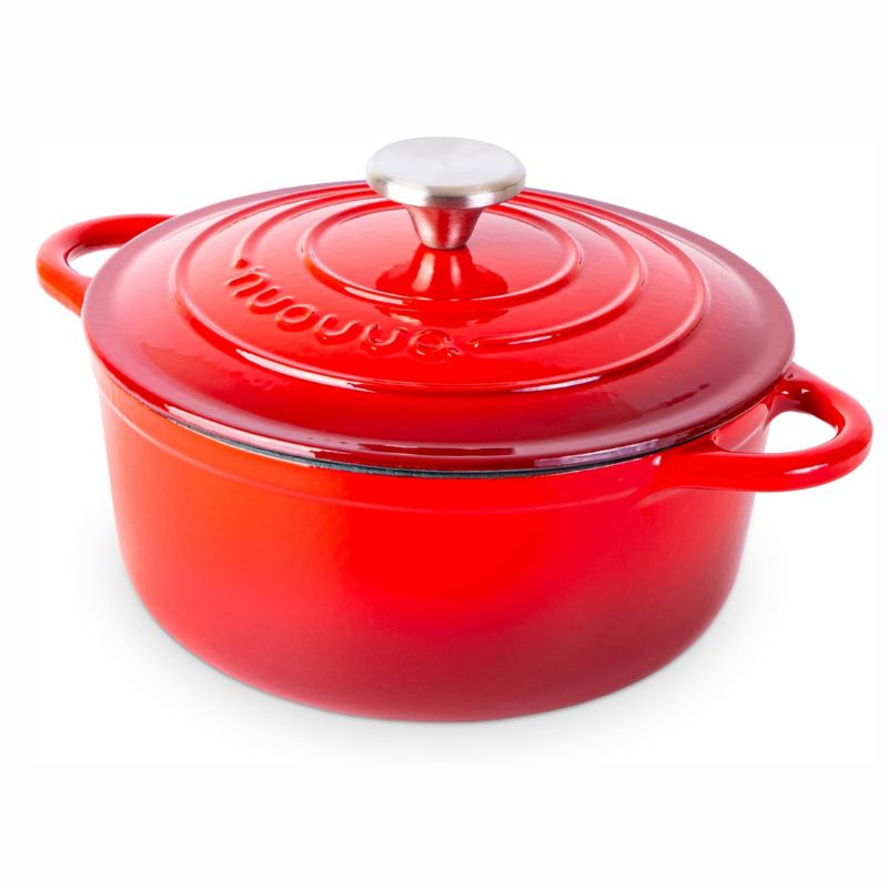 Red Cast Iron Dutch Oven Casserole Pot - 22cm - 2.9L