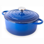 Dark Blue Cast Iron Dutch Oven, Casserole Pot - 22cm - 2.9L