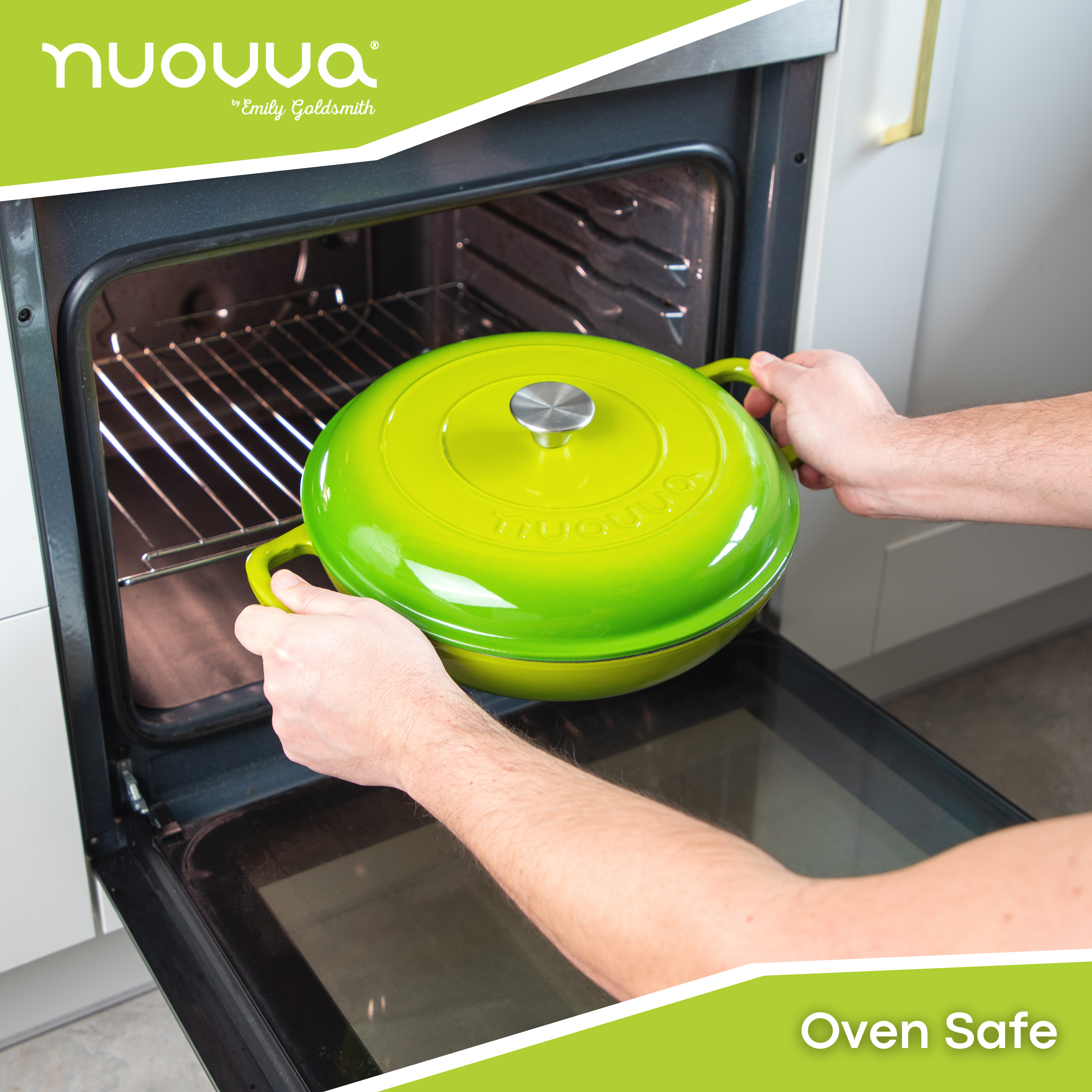 Shallow Cast Iron Dutch Oven Casserole Pot - 3.9L - 30cm (Multiple Colours) by Nuovva