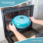 Light Blue Shallow Cast Iron Dutch Oven Casserole Pot - 3.9L - 30cm by Nuovva