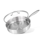 28cm Stainless Steel Sauté Pan with Glass Lid – Induction Safe – By Nuovva