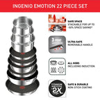 Tefal Ingenio Emotion 22-Piece Cookware Set – Stainless Steel Space-Saving Design