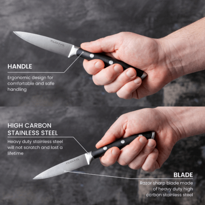 High Carbon Stainless Steel Paring Knife - 3.5 Inch by Nuovva