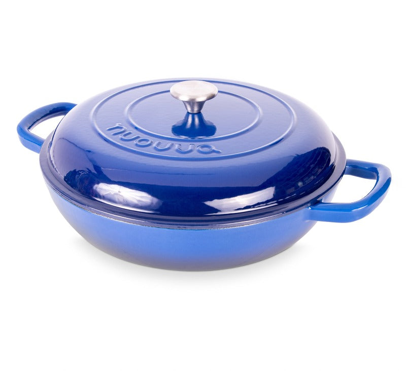 Shallow Cast Iron Dutch Oven Casserole Pot (Multiple Colours & Sizes) by Nuovva