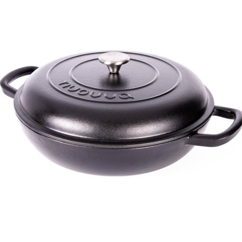 Shallow Cast Iron Dutch Oven Casserole Pot - 3.9L - 30cm (Multiple Colours) by Nuovva