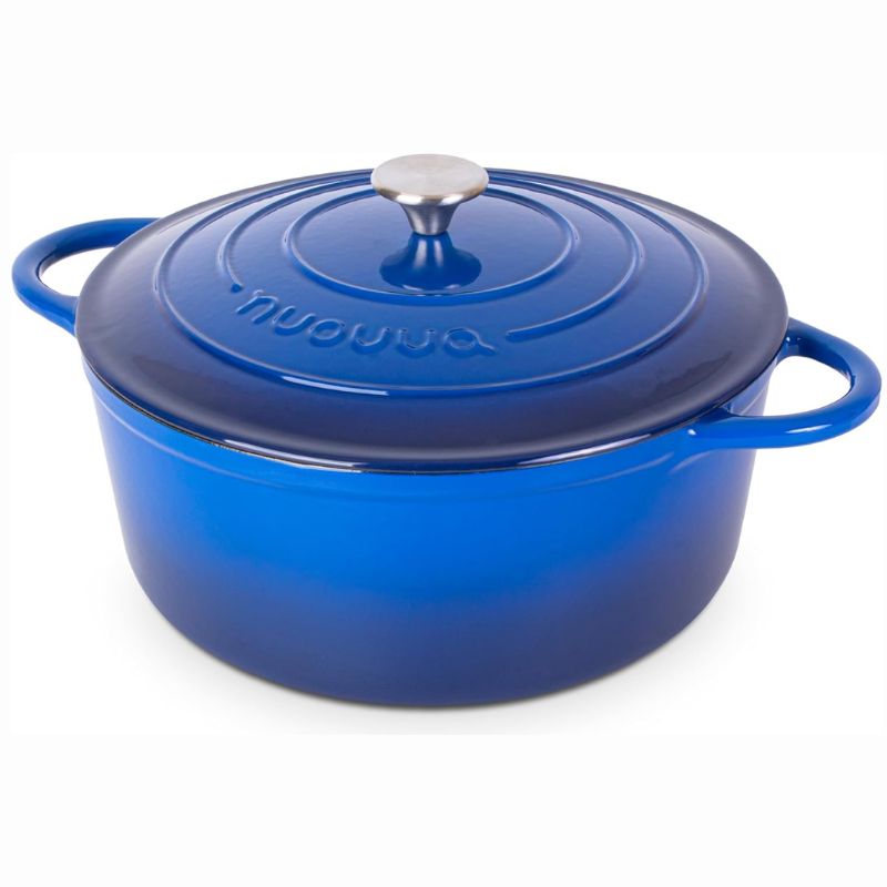 Dark Blue Enamelled Cast Iron Dutch Oven, Casserole Pot - 30cm - 6.9L