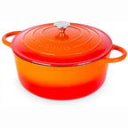 Orange Enemalled Cast Iron Dutch Oven, Casserole Pot - 30cm - 6.9L