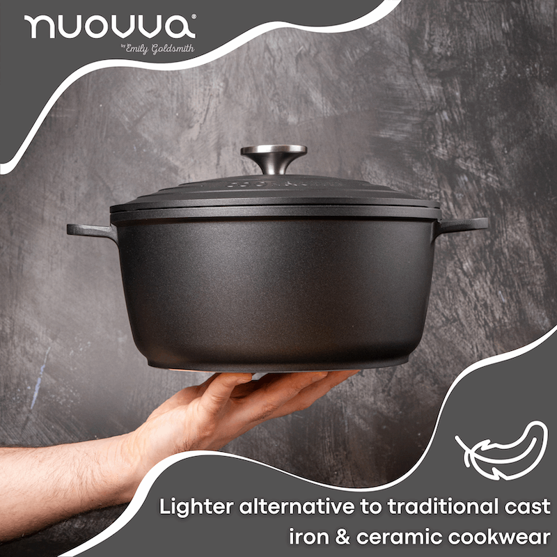 Black Aluminium Casserole Pot with Lid - 4L - 24cm, by Nuovva