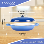 Shallow Cast Iron Dutch Oven Casserole Pot (Multiple Colours & Sizes) by Nuovva