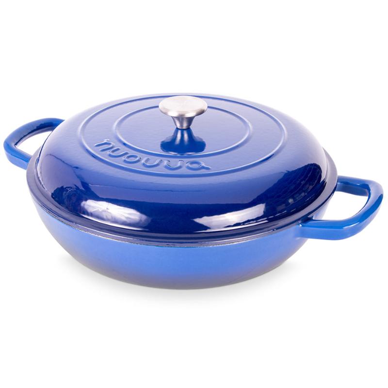 Shallow Cast Iron Dutch Oven Casserole Pot (Multiple Colours & Sizes) by Nuovva