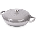 Grey Shallow Cast Iron Casserole Dish with Lid - 32cm - 3.5L, by Nuovva