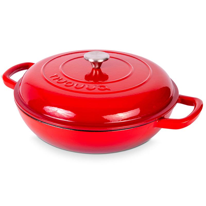 Shallow Cast Iron Dutch Oven Casserole Pot (Multiple Colours & Sizes) by Nuovva