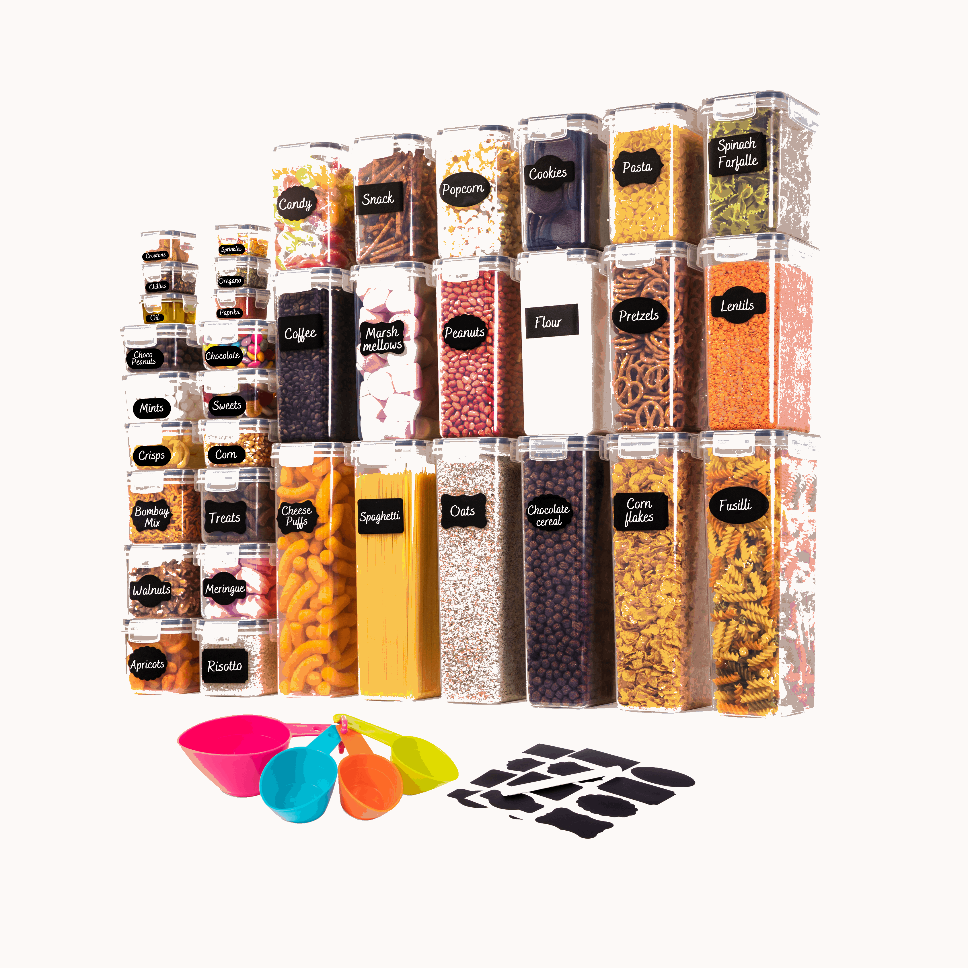 Airtight Kitchen Food Storage Containers, Multiple Sizes (Sets of 8, 14, 20, 36) by Nuovva