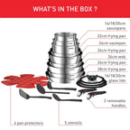 Tefal Ingenio Emotion 22-Piece Cookware Set – Stainless Steel Space-Saving Design