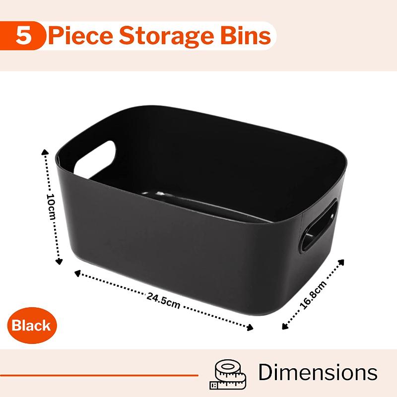 5-Piece Storage Basket Set with Handles (multiple colors)  by Stackzy