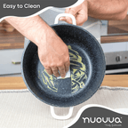 Cream Aluminium Shallow Casserole Pan with Lid - 28cm - 3.9L, by Nuovva