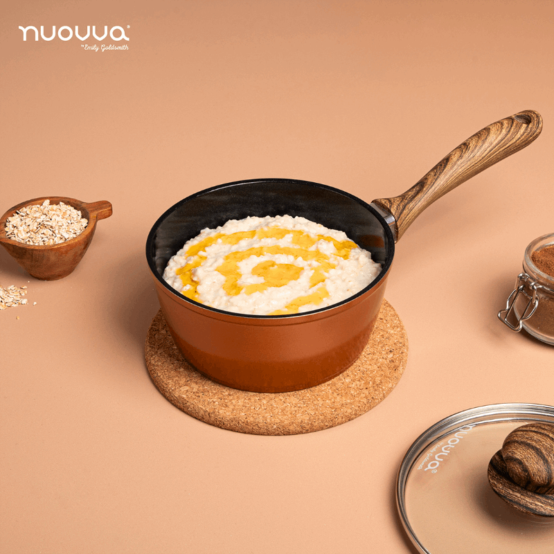 Non-Stick Saucepan with Lid - 18cm (Multiple Colours) by Nuovva