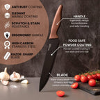 Copper Granite Non-Stick Kitchen Knife Set 5pcs, by Nuovva