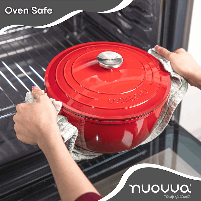 Red Aluminium Casserole Pot with Lid - 4L - 24cm, by Nuovva