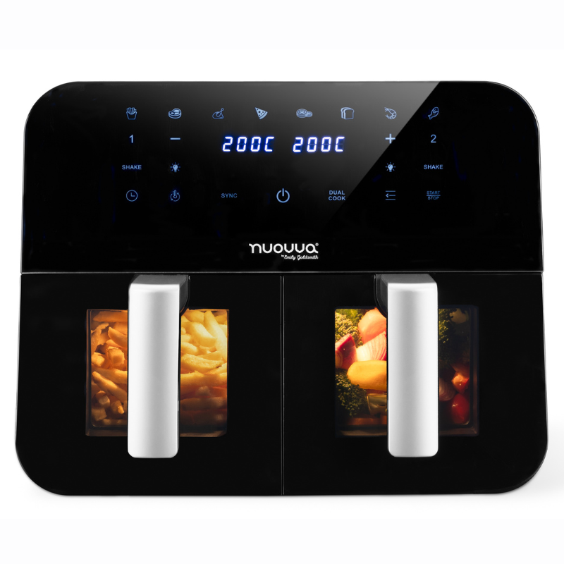 Dual Air Fryer Oven With 12 Presets – 9L, 2400W, by Nuovva