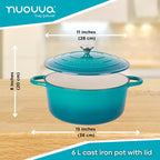 Teal Enamelled Cast Iron Casserole Pot - 28cm - 6L