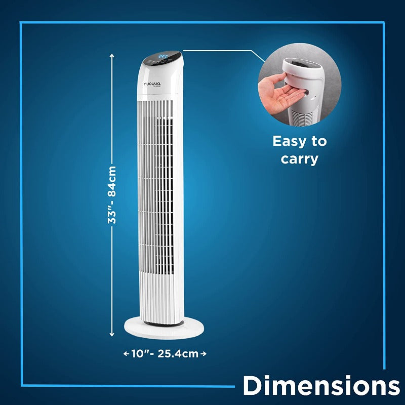 Electric Oscillating Tower Fan - 33 Inches (Black/White)