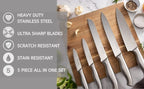 Professional Kitchen Knives - 5 Pieces Stainless Steel Blades - Gift Box, by Nuovva