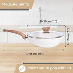 Induction Non-Stick Wok Pan – Deep Stir Fry Pan With Lid - 28cm (Multiple Colours), by Nuovva