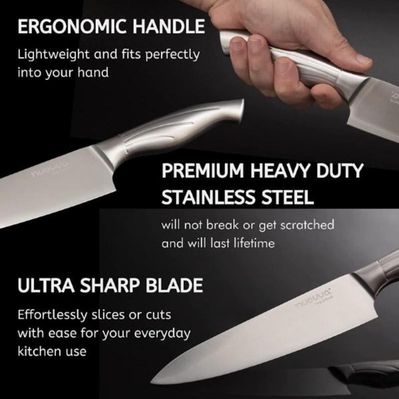 Professional Kitchen Knives - 5 Pieces Stainless Steel Blades - Gift Box, by Nuovva