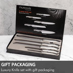 Professional Kitchen Knives - 5 Pieces Stainless Steel Blades - Gift Box, by Nuovva