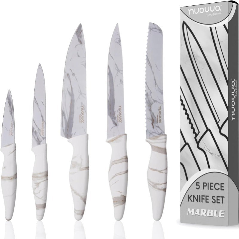Granite Non-Stick Kitchen Knife Set 5pcs - Multiple Colours, by Nuovva
