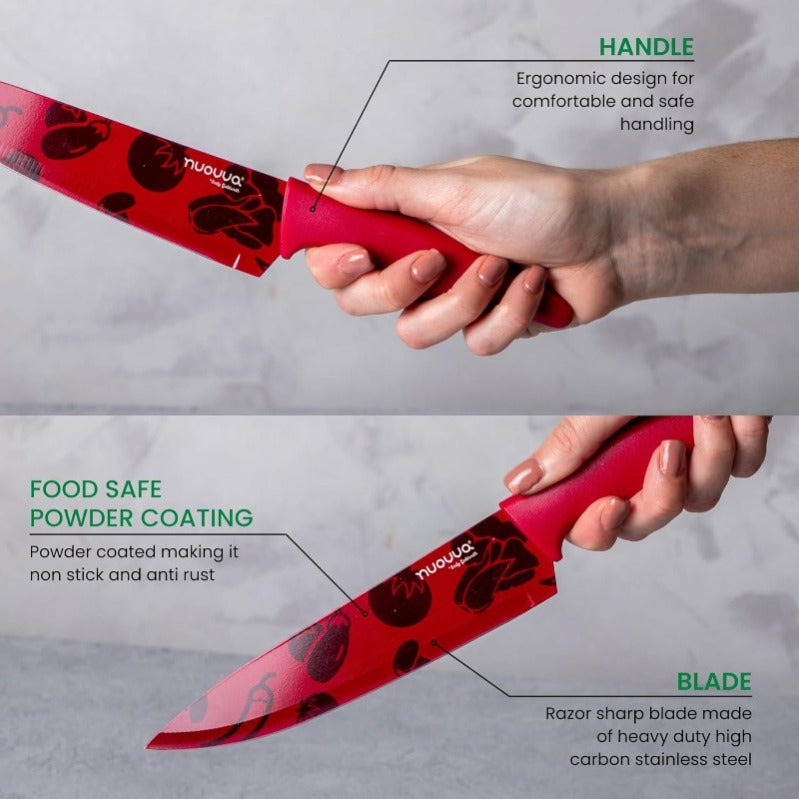 Multicolour Pattern Granite Non-Stick Kitchen Knife Set 5pcs, by Nuovva