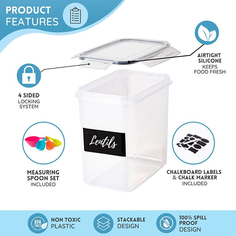 Airtight Kitchen Food Storage Containers, Multiple Sizes (Sets of 8, 14, 20, 36) by Nuovva