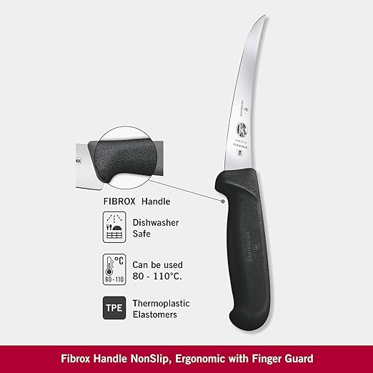 Victorinox Fibrox Pro Curved Boning Knife | Black | 15 cm