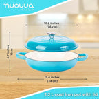Shallow Cast Iron Dutch Oven Casserole Pot - 2.2L - 26cm, (Multiple Colours) by Nuovva