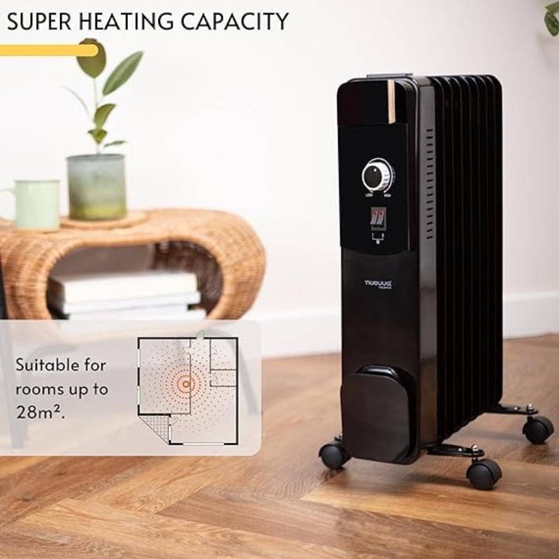 Energy Efficient Electric Heater with 3 Heat Settings - 9 Fin, 2500W