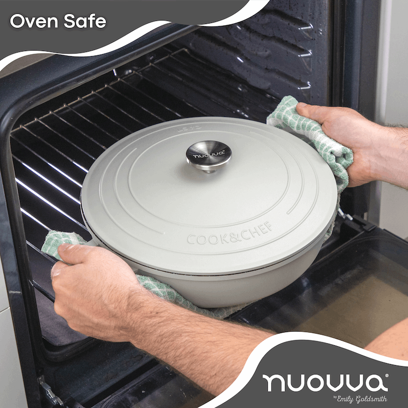 Grey Aluminium Shallow Casserole Pan with Lid - 28cm - 3.9L, by Nuovva