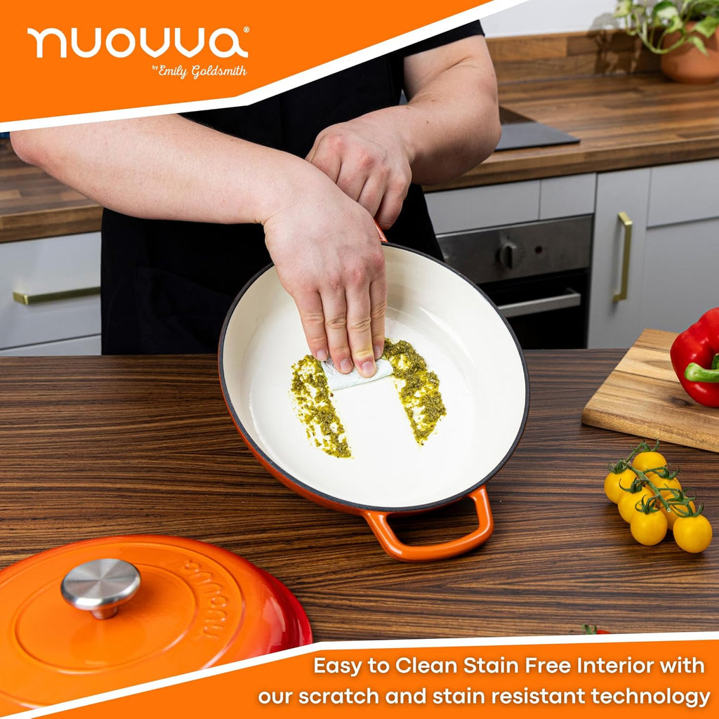 Shallow Cast Iron Dutch Oven Casserole Pot (Multiple Colours & Sizes) by Nuovva