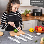 Calcutta White Granite Non-Stick Kitchen Knife Set 5pcs, by Nuovva