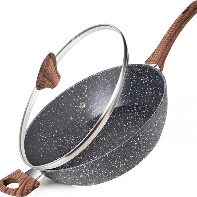 Induction Non-Stick Sauté Pan With Lid - 28cm( Multiple Colours) by Nuovva